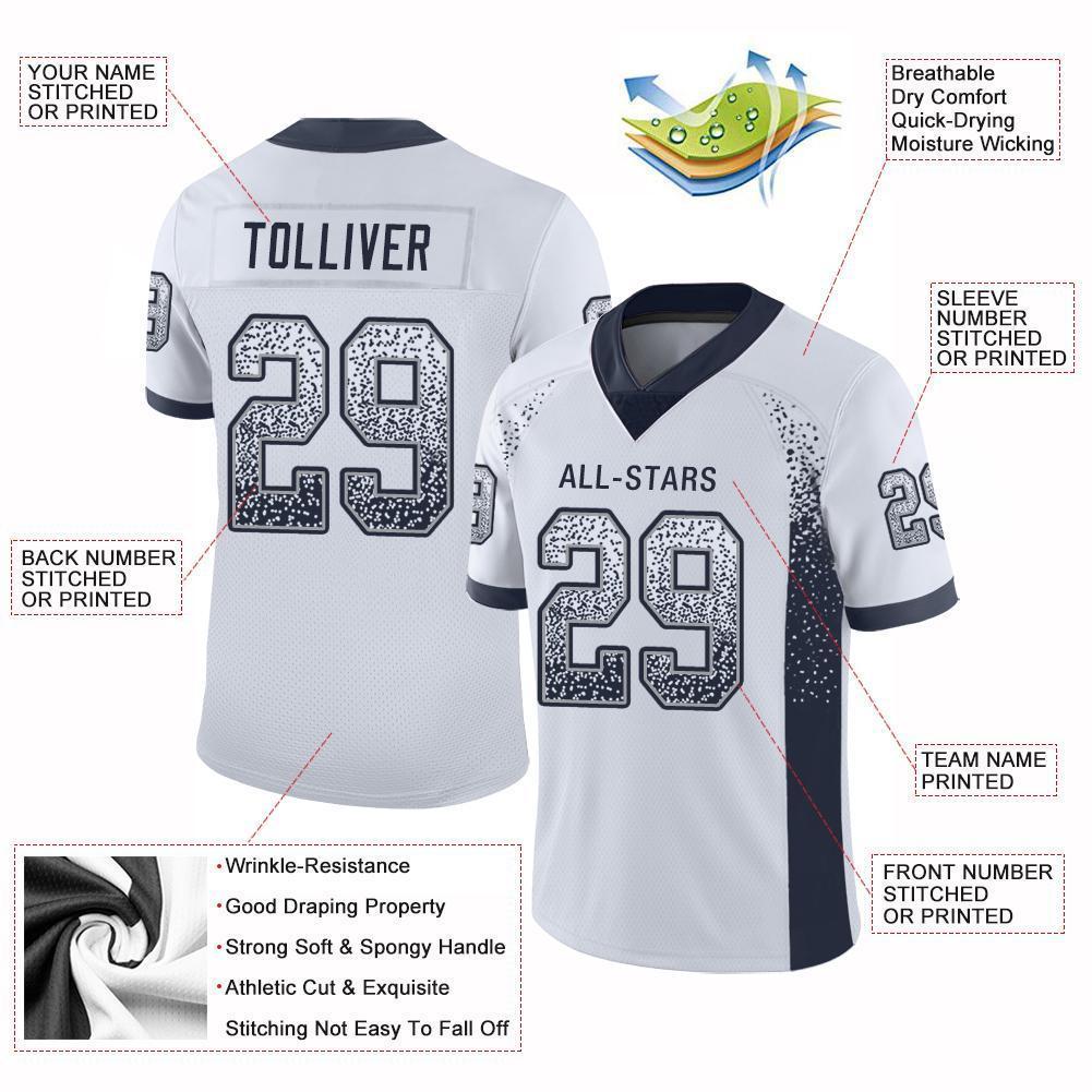Custom White Navy-Gray Mesh Drift Fashion Football Jersey - Sky-Custom