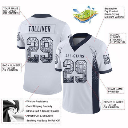 Custom White Navy-Gray Mesh Drift Fashion Football Jersey - Sky-Custom