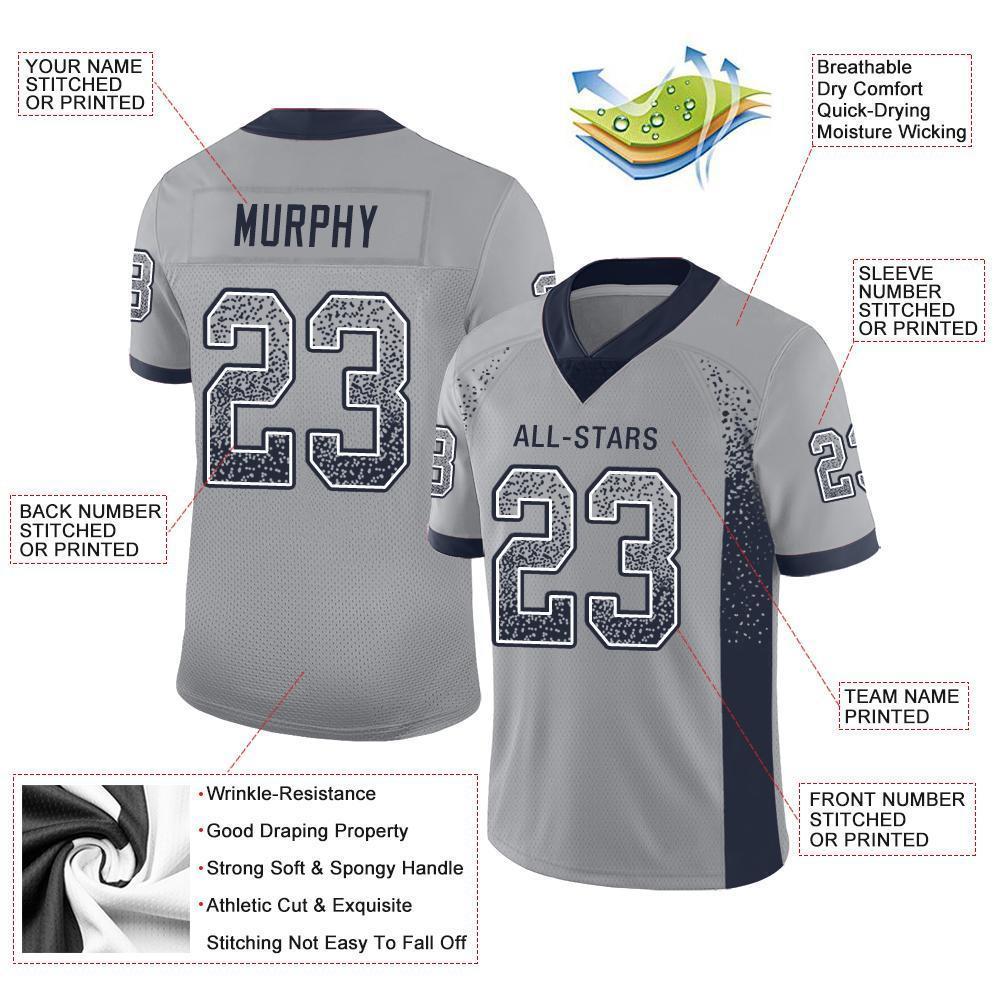 Custom Light Gray Navy-White Mesh Drift Fashion Football Jersey - Sky-Custom