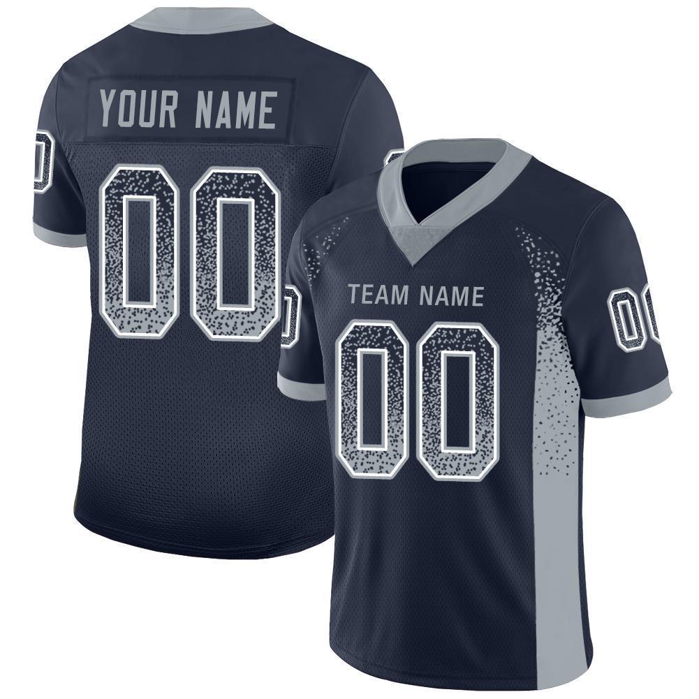 Custom Navy Light Gray-White Mesh Drift Fashion Football Jersey - Sky-Custom