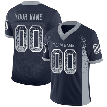 Custom Navy Light Gray-White Mesh Drift Fashion Football Jersey - Sky-Custom