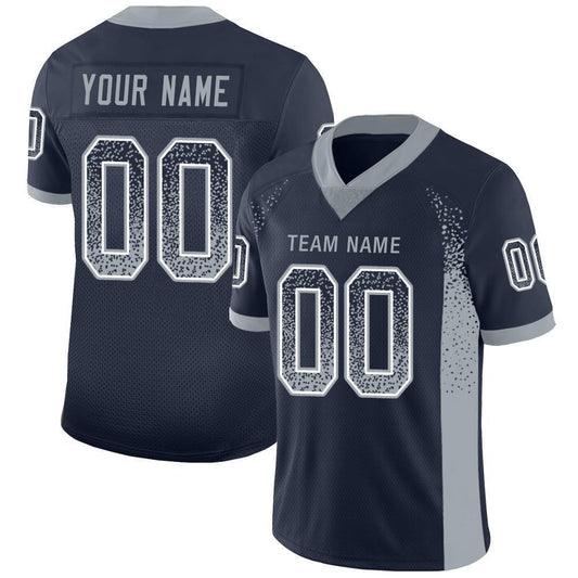 Custom Navy Light Gray-White Mesh Drift Fashion Football Jersey - Sky-Custom