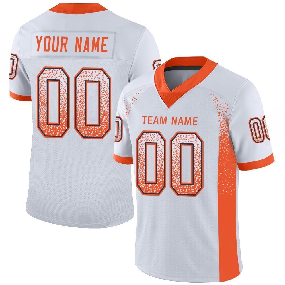 Custom White Orange-Navy Mesh Drift Fashion Football Jersey - Sky-Custom