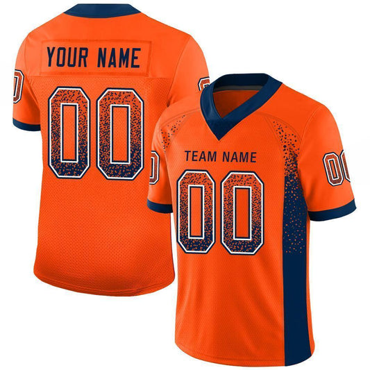 Custom Orange Navy-White Mesh Drift Fashion Football Jersey - Sky-Custom