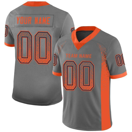 Custom Gray Orange-Navy Mesh Drift Fashion Football Jersey - Sky-Custom