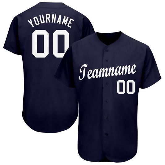 Custom Navy White Baseball Jersey - Sky-Custom