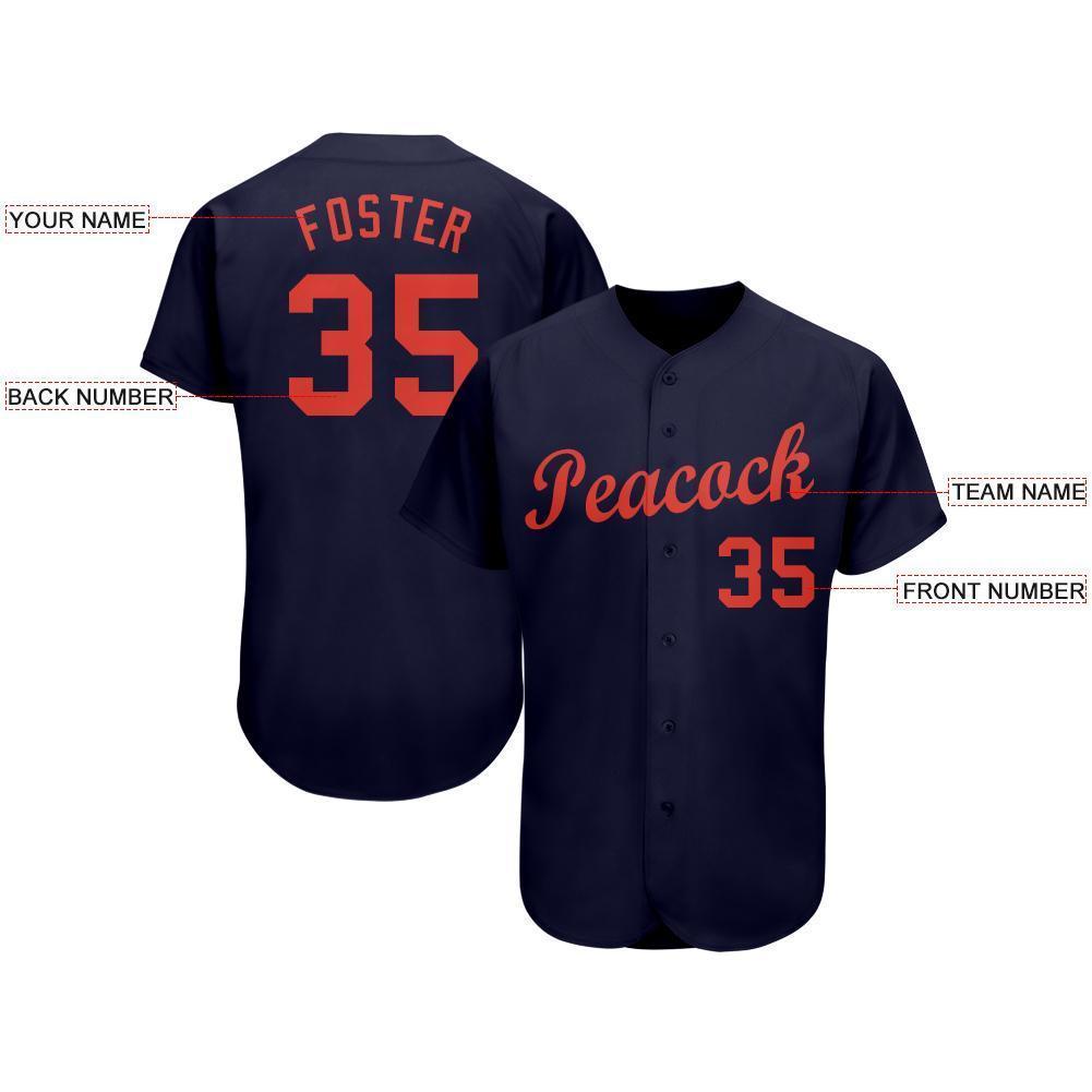Custom Navy Orange Baseball Jersey - Sky-Custom
