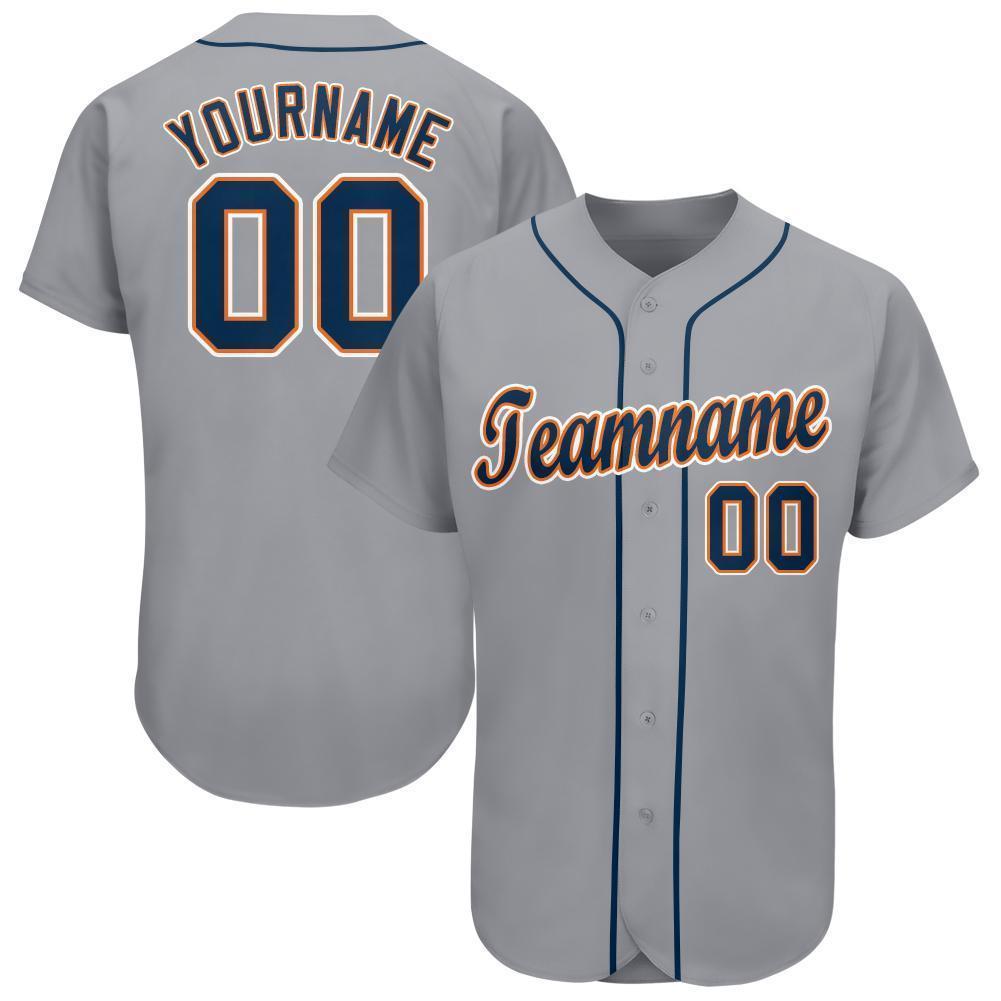 Custom Gray Navy-Orange Baseball Jersey - Sky-Custom