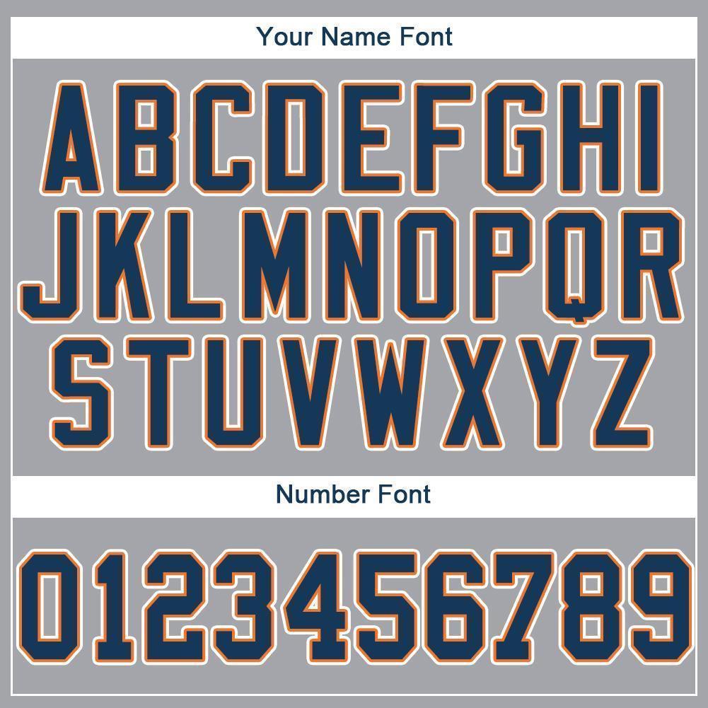 Custom Gray Navy-Orange Baseball Jersey - Sky-Custom