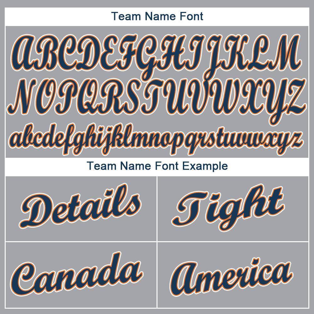 Custom Gray Navy-Orange Baseball Jersey - Sky-Custom