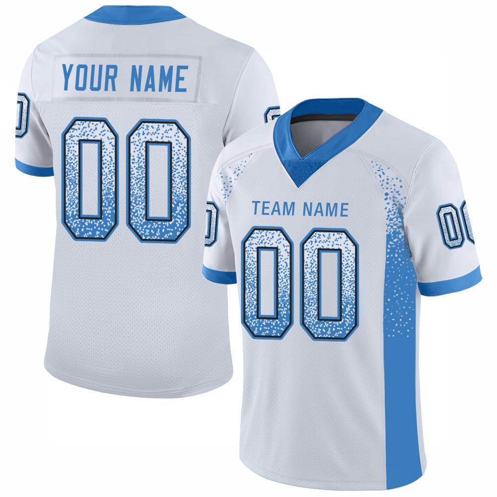 Custom White Powder Blue-Black Mesh Drift Fashion Football Jersey - Sky-Custom