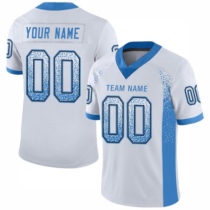 Custom White Powder Blue-Black Mesh Drift Fashion Football Jersey - Sky-Custom