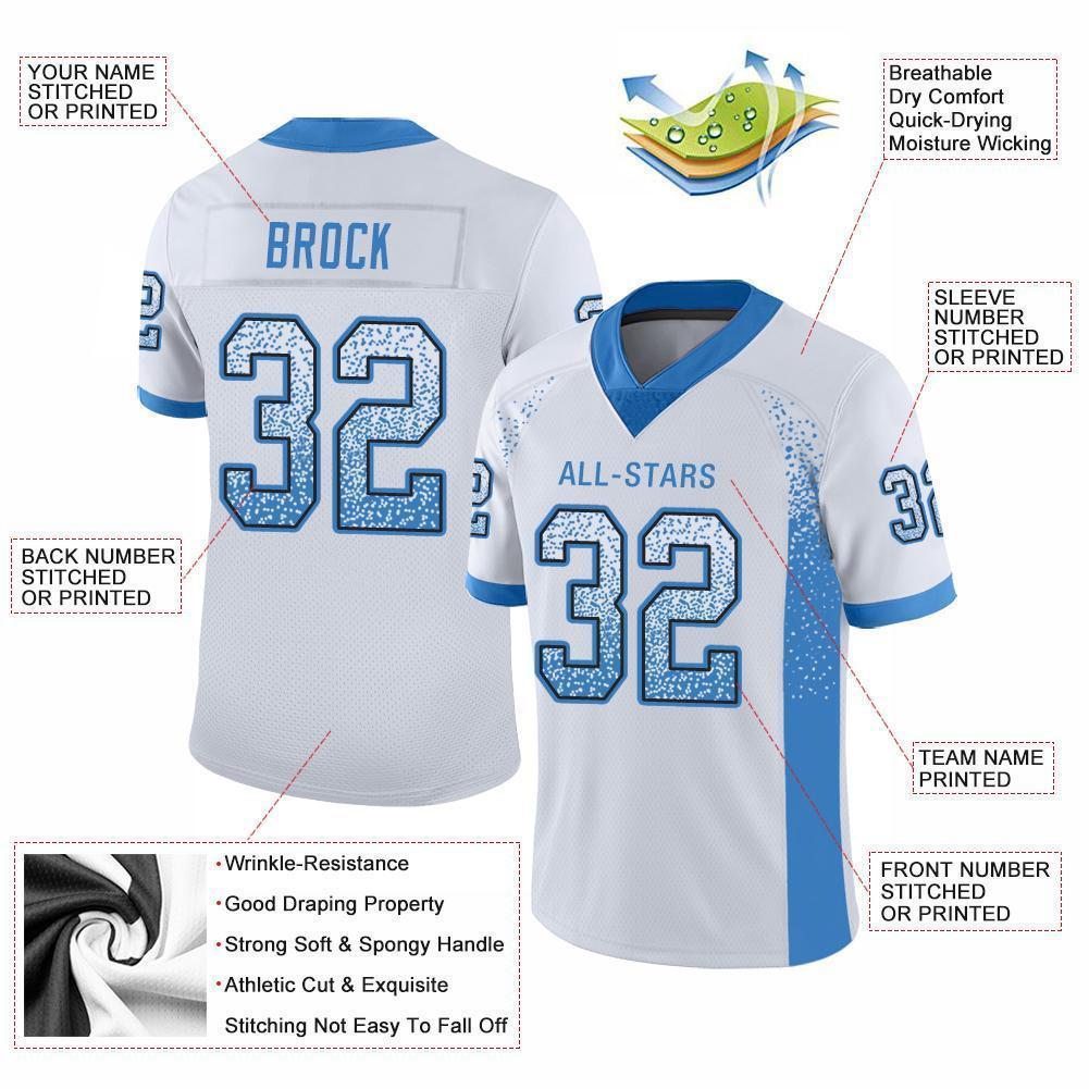 Custom White Powder Blue-Black Mesh Drift Fashion Football Jersey - Sky-Custom