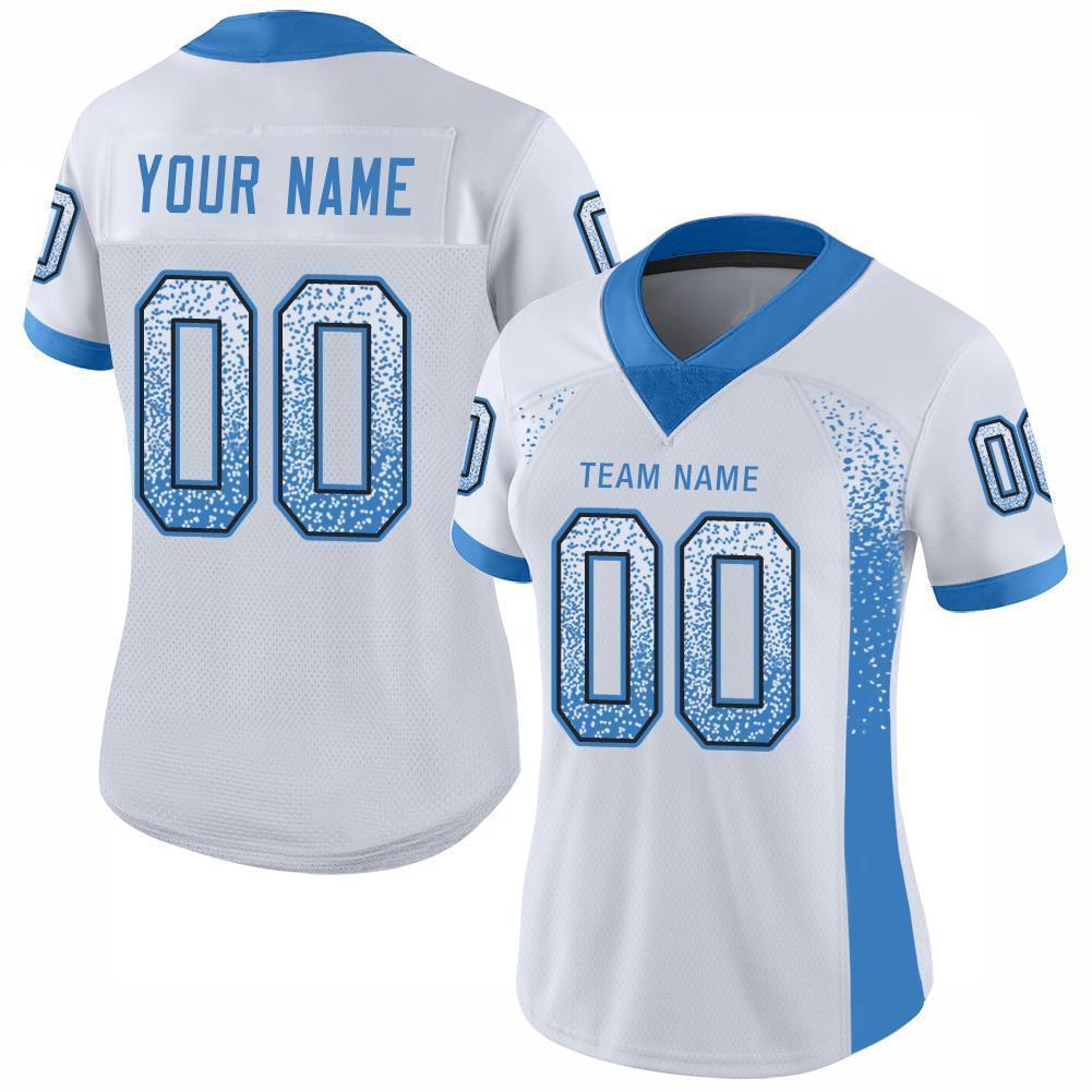 Custom White Powder Blue-Black Mesh Drift Fashion Football Jersey - Sky-Custom