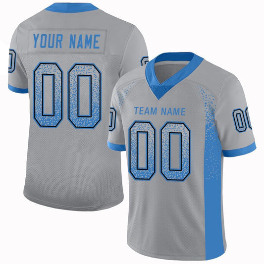 Custom Light Gray Powder Blue-Black Mesh Drift Fashion Football Jersey - Sky-Custom