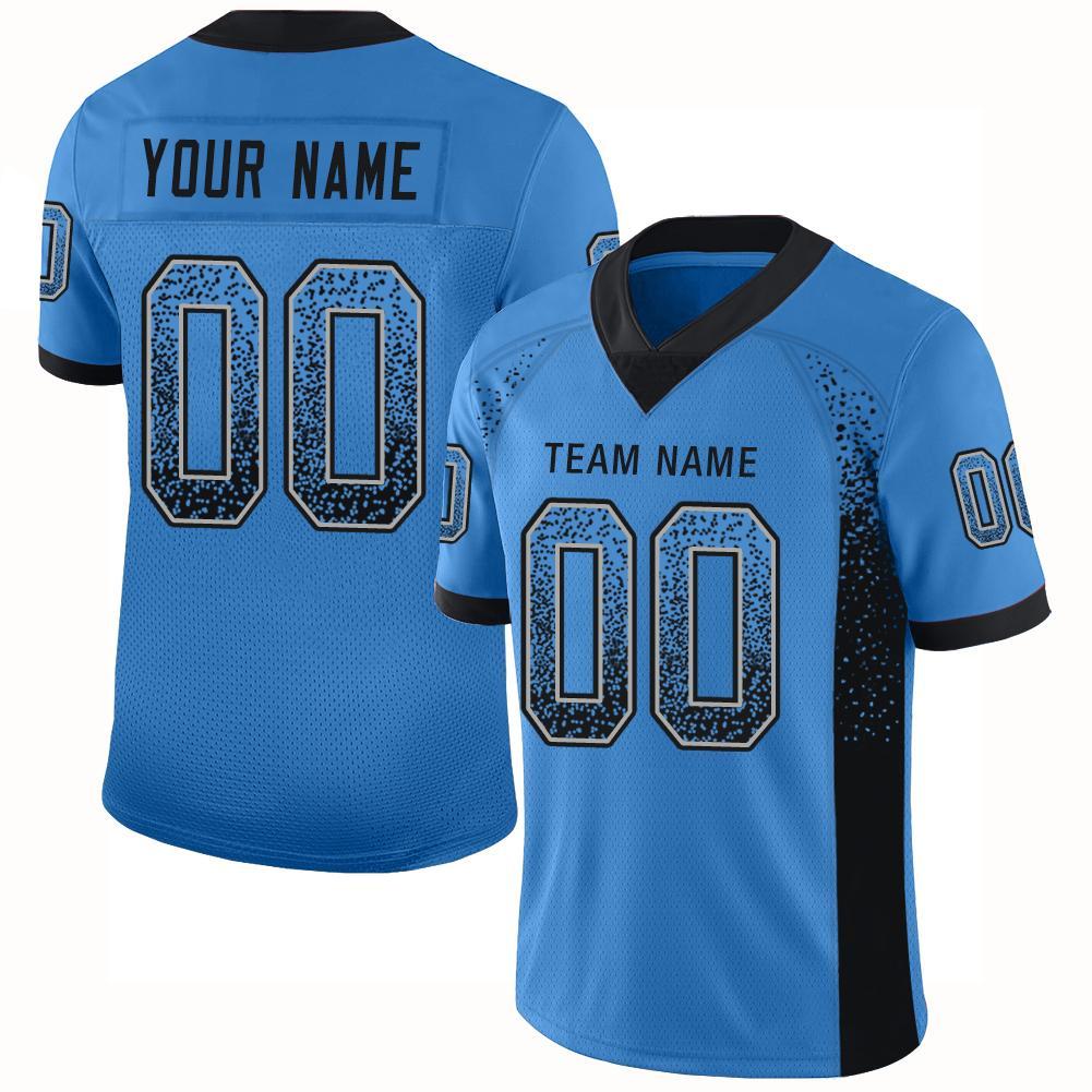Custom Powder Blue Black-Gray Mesh Drift Fashion Football Jersey - Sky-Custom