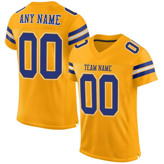 Custom Gold Royal-White Mesh Authentic Football Jersey - Sky-Custom
