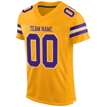 Custom Gold Purple-White Mesh Authentic Football Jersey - Sky-Custom