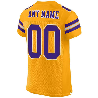 Custom Gold Purple-White Mesh Authentic Football Jersey - Sky-Custom