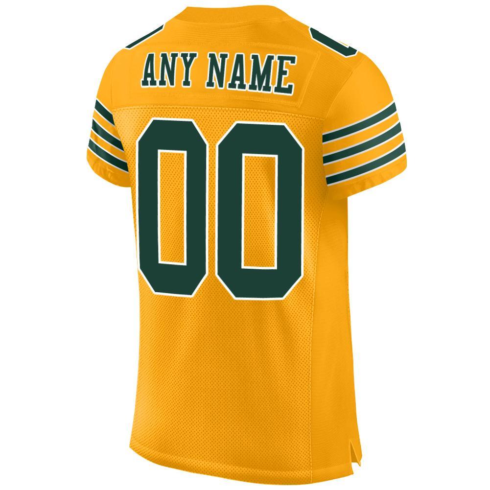 Custom Gold Green-White Mesh Authentic Football Jersey - Sky-Custom