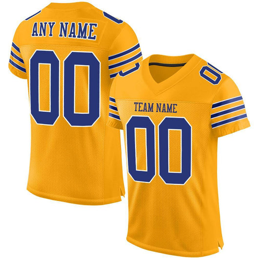 Custom Gold Royal-White Mesh Authentic Football Jersey - Sky-Custom