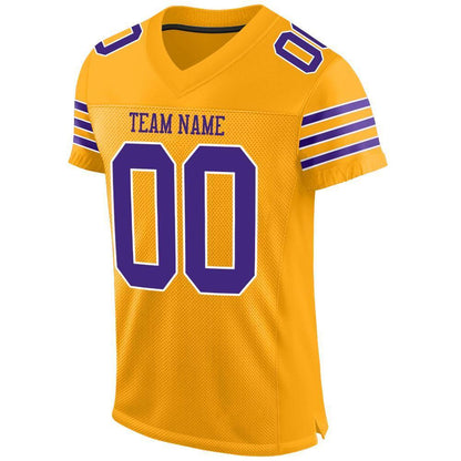 Custom Gold Purple-White Mesh Authentic Football Jersey - Sky-Custom
