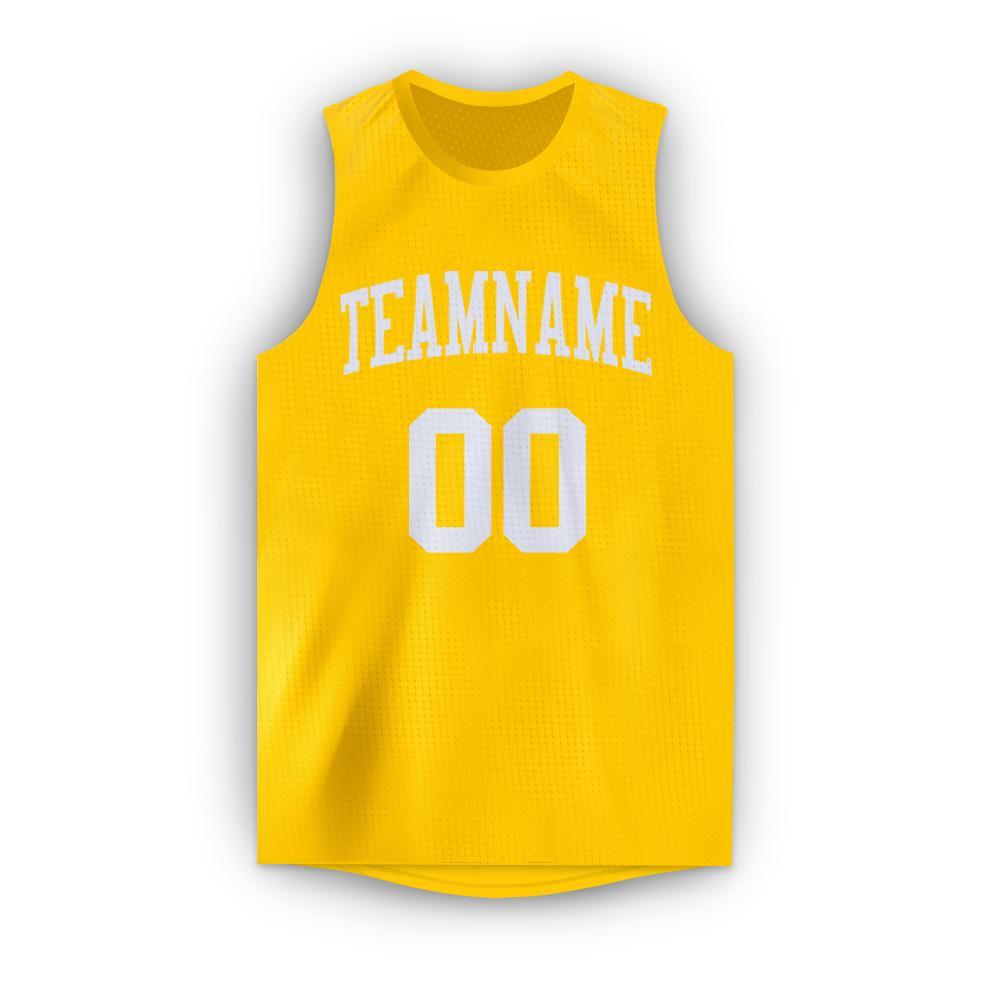 Custom Gold White Round Neck Basketball Jersey - Sky-Custom
