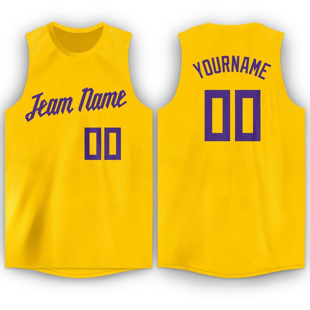Custom Gold Purple Round Neck Basketball Jersey - Sky-Custom
