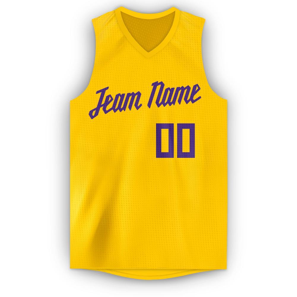 Custom Gold Purple V-Neck Basketball Jersey - Sky-Custom
