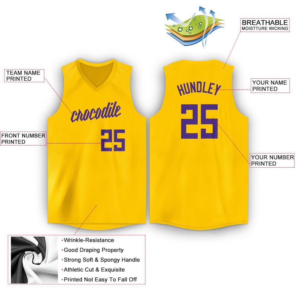 Custom Gold Purple V-Neck Basketball Jersey - Sky-Custom