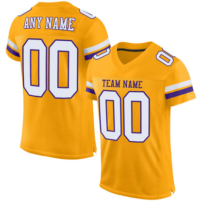 Custom Gold White-Purple Mesh Authentic Football Jersey - Sky-Custom
