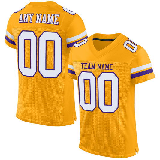 Custom Gold White-Purple Mesh Authentic Football Jersey - Sky-Custom