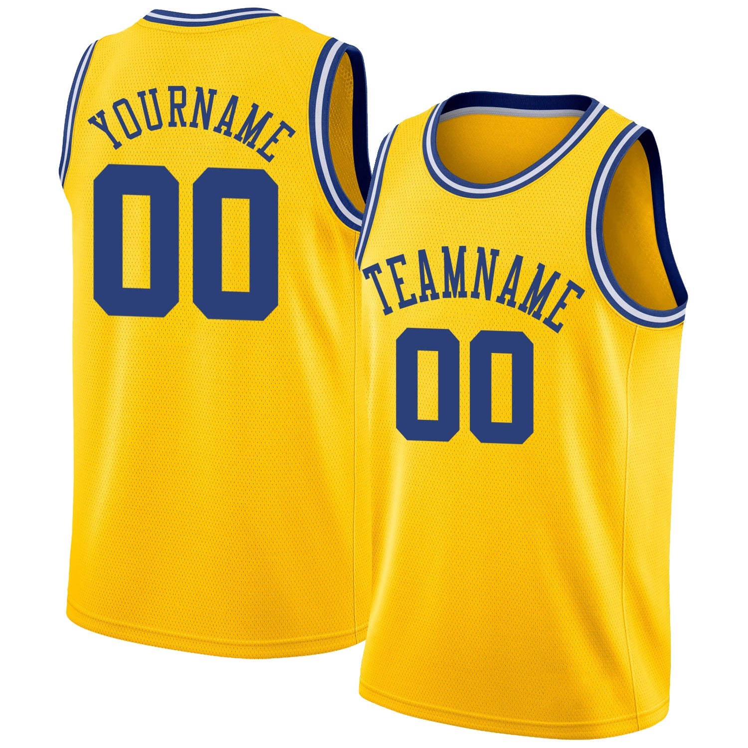 Custom Gold Royal-White Round Neck Rib-Knit Basketball Jersey - Sky-Custom