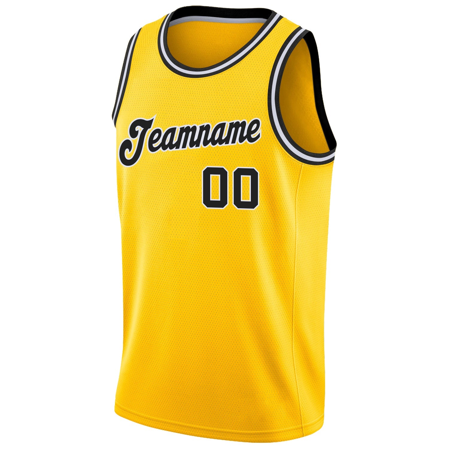 Custom Gold Black-White Round Neck Rib-Knit Basketball Jersey - Sky-Custom