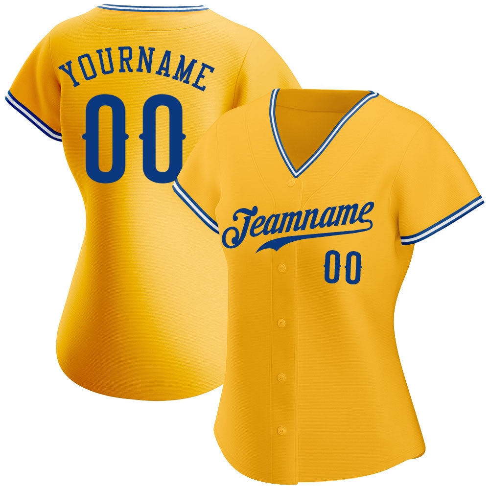 Custom Gold Royal-White Authentic Baseball Jersey - Sky-Custom