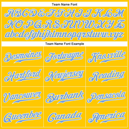 Custom Gold Light Blue-White Authentic Baseball Jersey - Sky-Custom