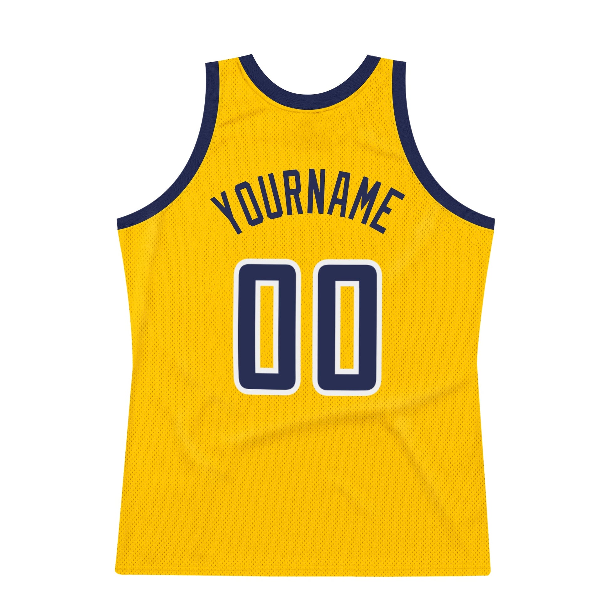 Custom Gold Navy-White Authentic Throwback Basketball Jersey - Sky-Custom