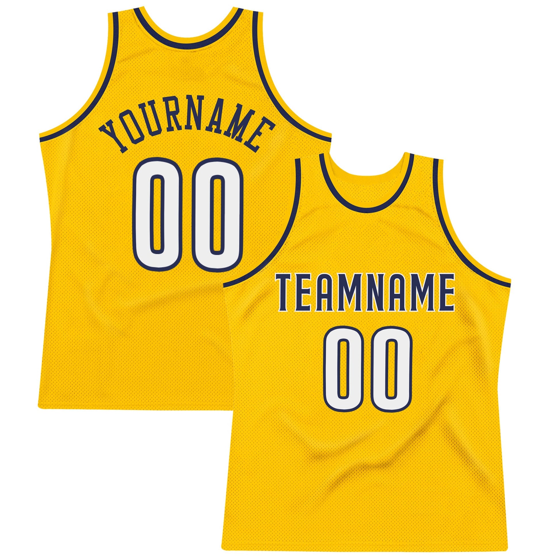 Custom Gold White-Navy Authentic Throwback Basketball Jersey - Sky-Custom