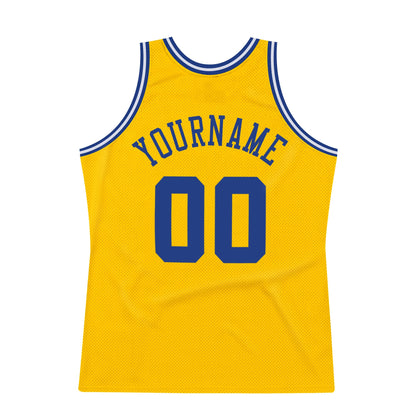 Custom Gold Royal-White Authentic Throwback Basketball Jersey - Sky-Custom
