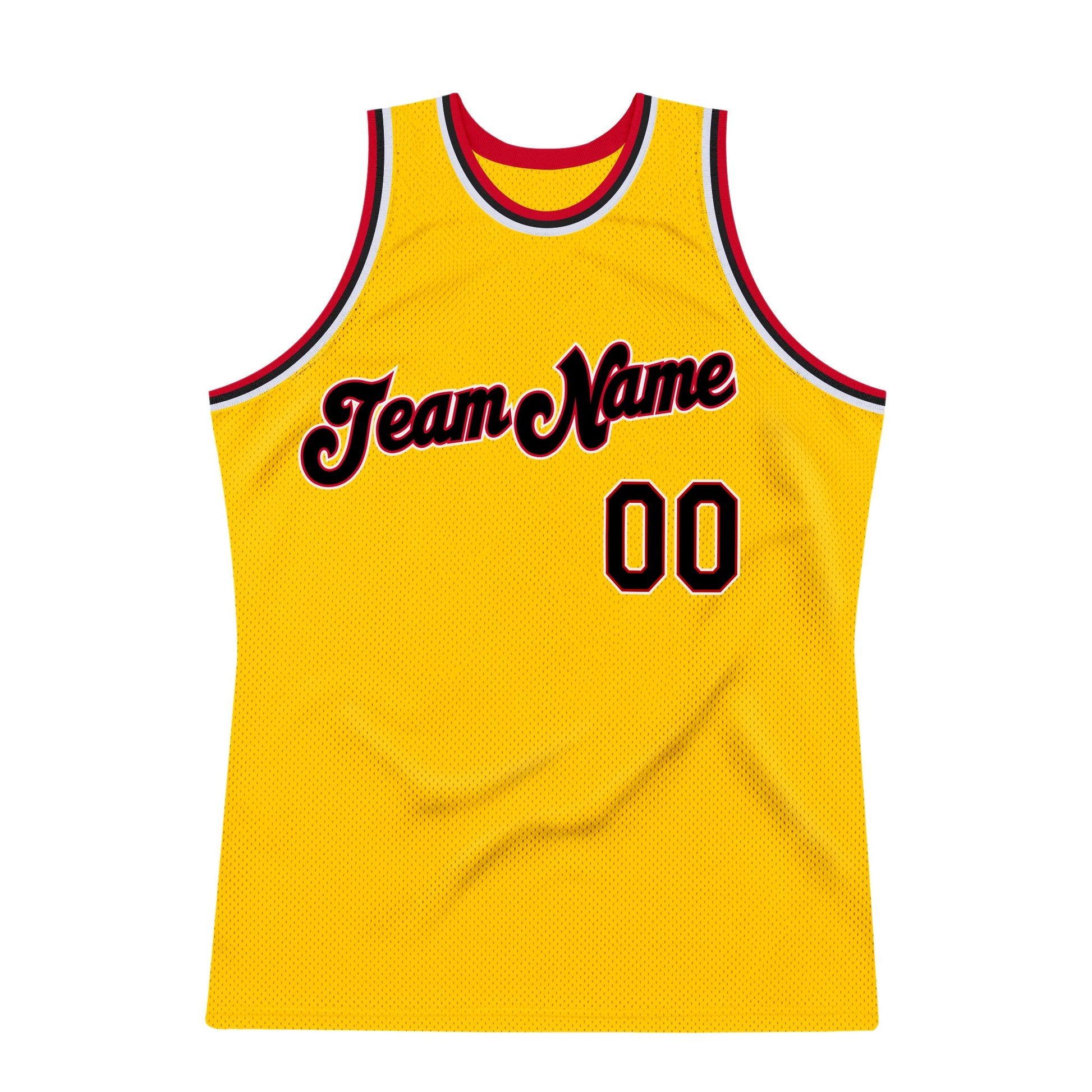 Custom Gold Black-Red Authentic Throwback Basketball Jersey - Sky-Custom