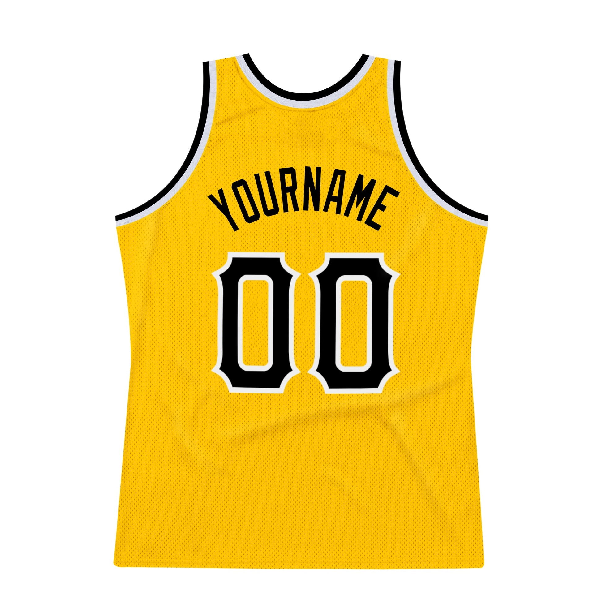 Custom Gold Black-White Authentic Throwback Basketball Jersey - Sky-Custom