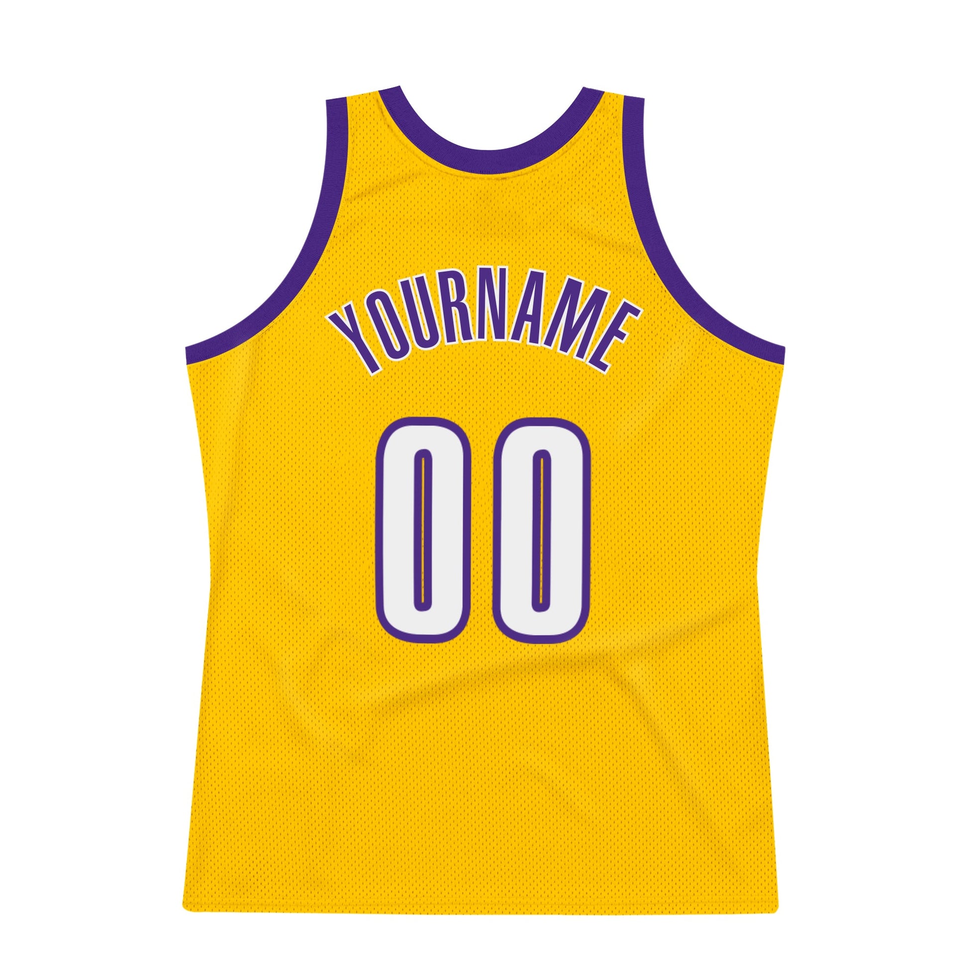 Custom Gold White-Purple Authentic Throwback Basketball Jersey - Sky-Custom