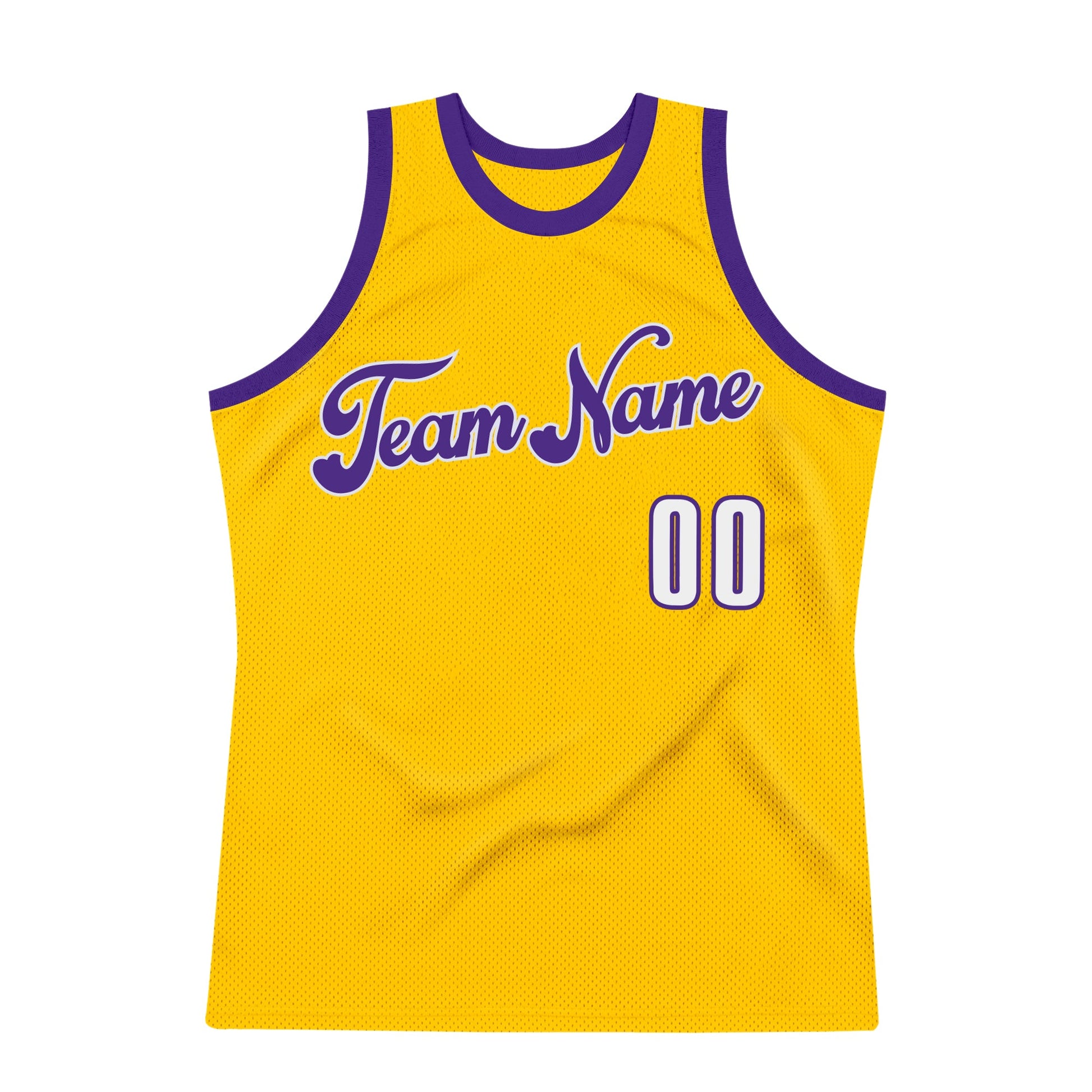 Custom Gold White-Purple Authentic Throwback Basketball Jersey - Sky-Custom
