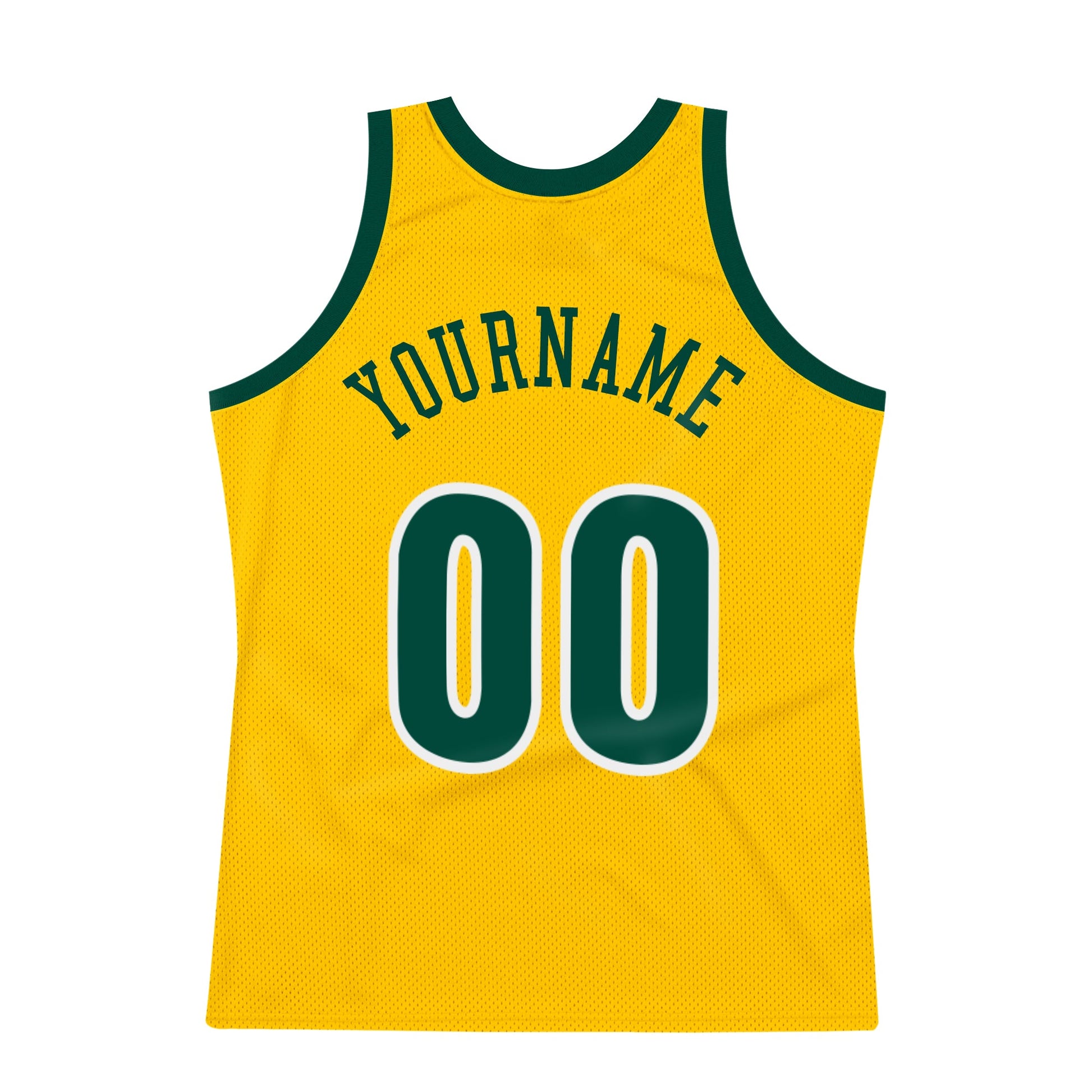 Custom Gold Hunter Green-White Authentic Throwback Basketball Jersey - Sky-Custom