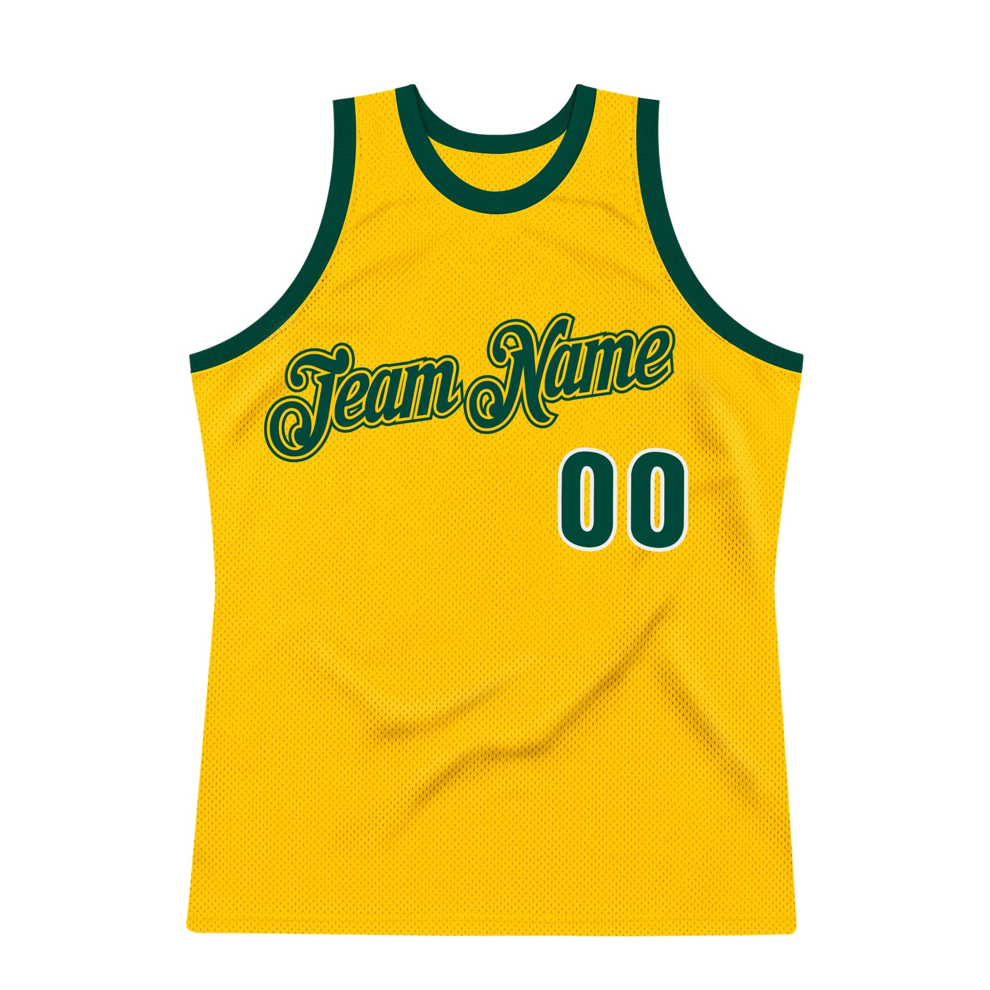 Custom Gold Hunter Green-White Authentic Throwback Basketball Jersey - Sky-Custom