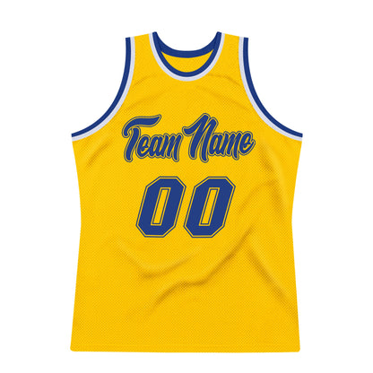Custom Gold Royal-White Authentic Throwback Basketball Jersey - Sky-Custom