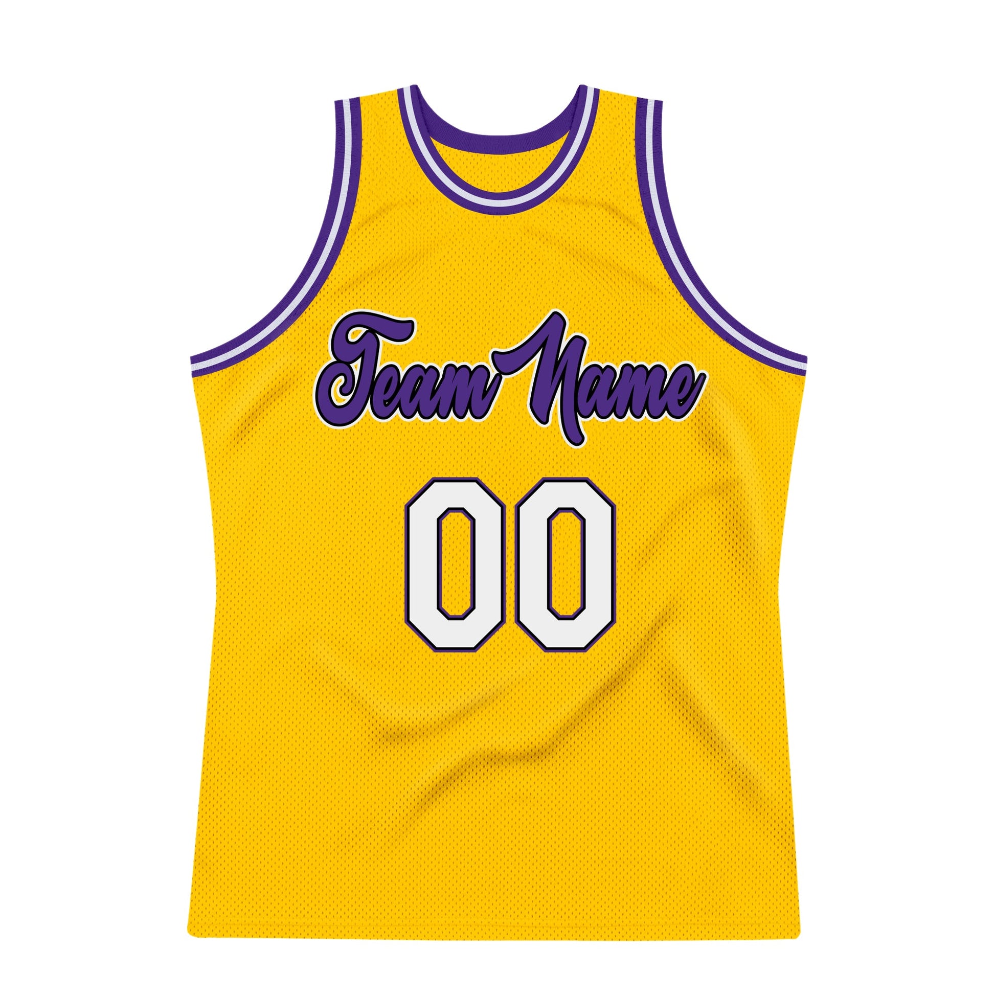 Custom Gold White-Purple Authentic Throwback Basketball Jersey - Sky-Custom