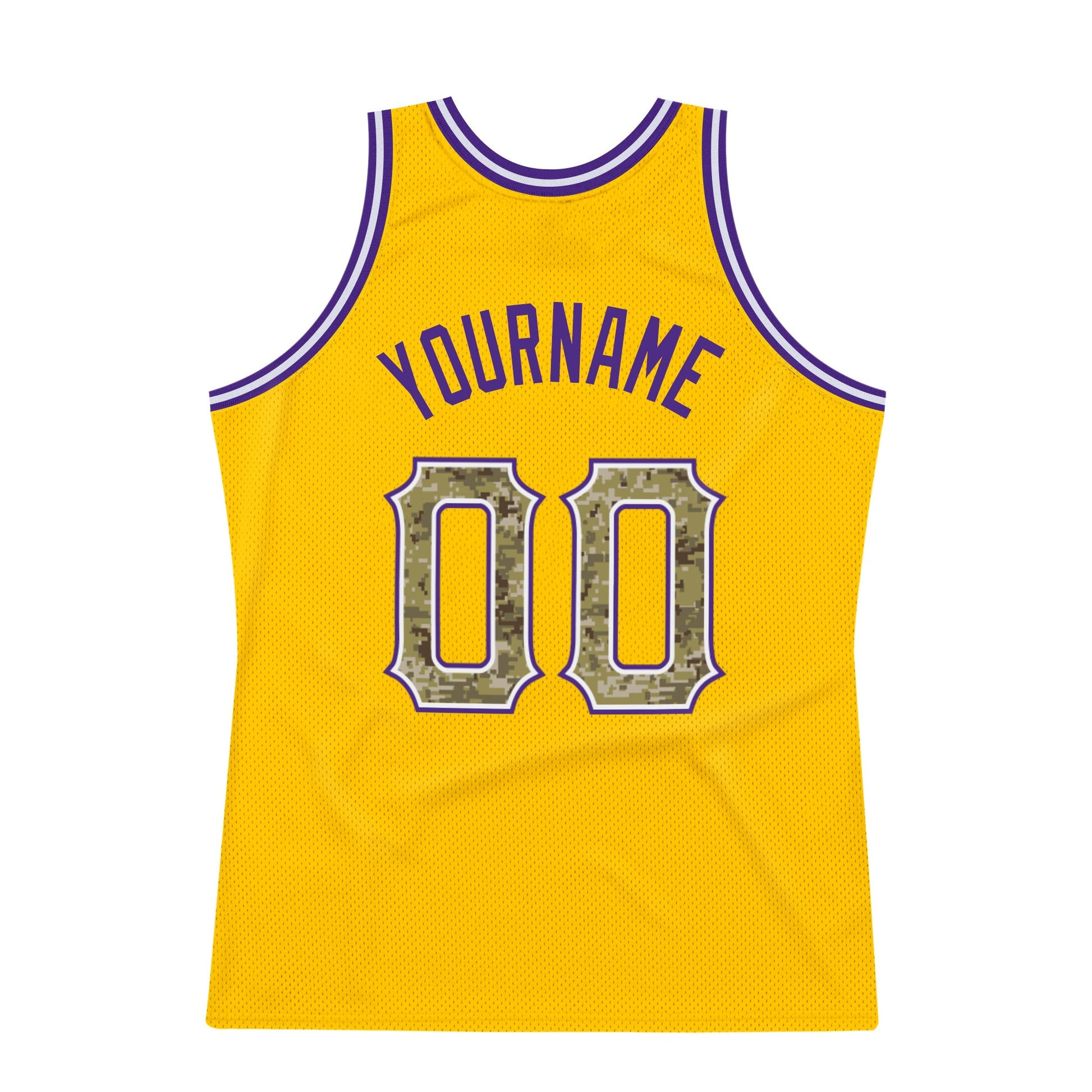 Custom Gold Camo-Purple Authentic Throwback Basketball Jersey - Sky-Custom