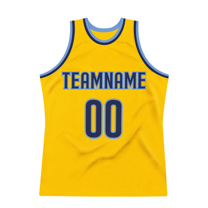 Custom Gold Navy-Light Blue Authentic Throwback Basketball Jersey - Sky-Custom