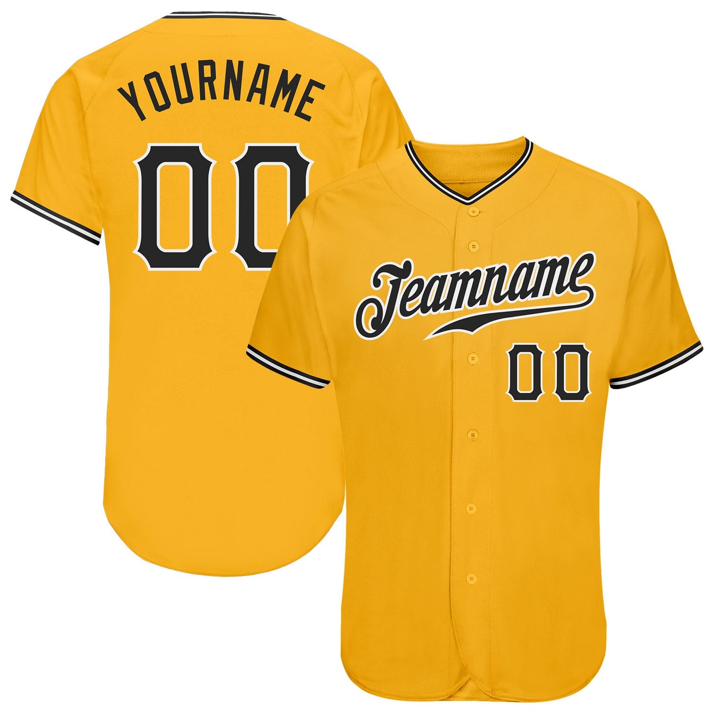 Custom Gold Black-White Authentic Baseball Jersey - Sky-Custom